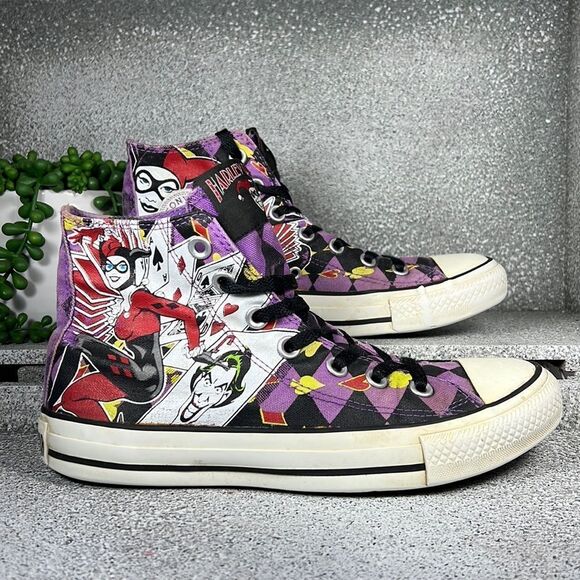 Converse Purple and Black Graphic High-Top Sneakers - Picture 2 of 9
